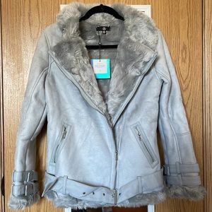 MISSGUIDED Premium Fur Pilot Jacket NWT